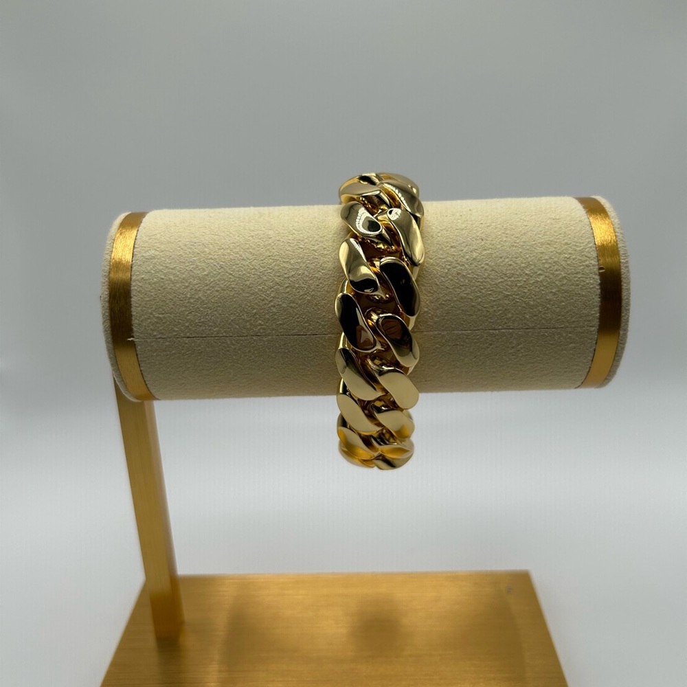20mm Miami Cuban Link Yellow Gold Plated Bracelet 18k & 14k Crab Regular Lock